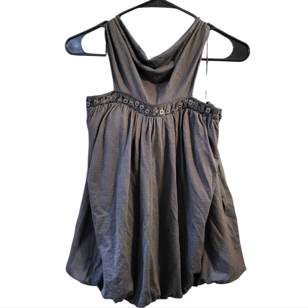 Unqiue Gray Halter Top with Embellished Neckline